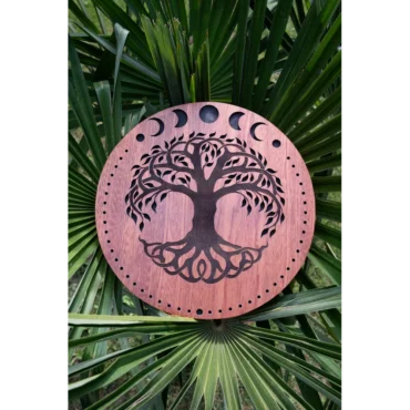 10-8 Rain Disk, Stream Sound, Moon Phases & Tree of Life Carving